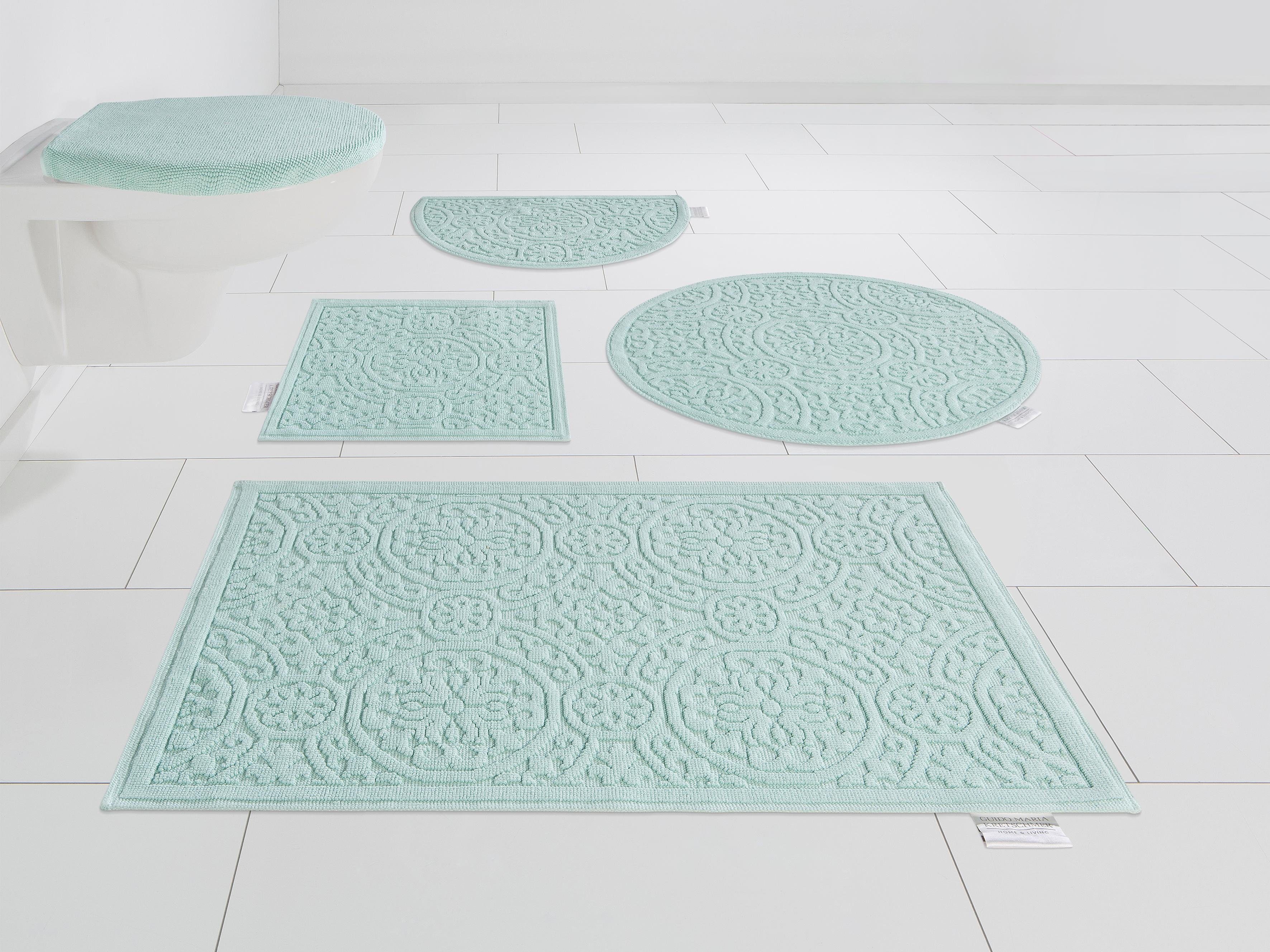 Badematte Garden Pastels Guido Maria Kretschmer Home&Living, Höhe 3 mm, rutschhemmend beschichtet, fußbodenheizungsgeeignet, schnell trocknend, strapazierfähig, Baumwolle, quadratisch, Badteppich, Hoch-Tief-Effekte, auch als 2 tlg. Set erhältlich