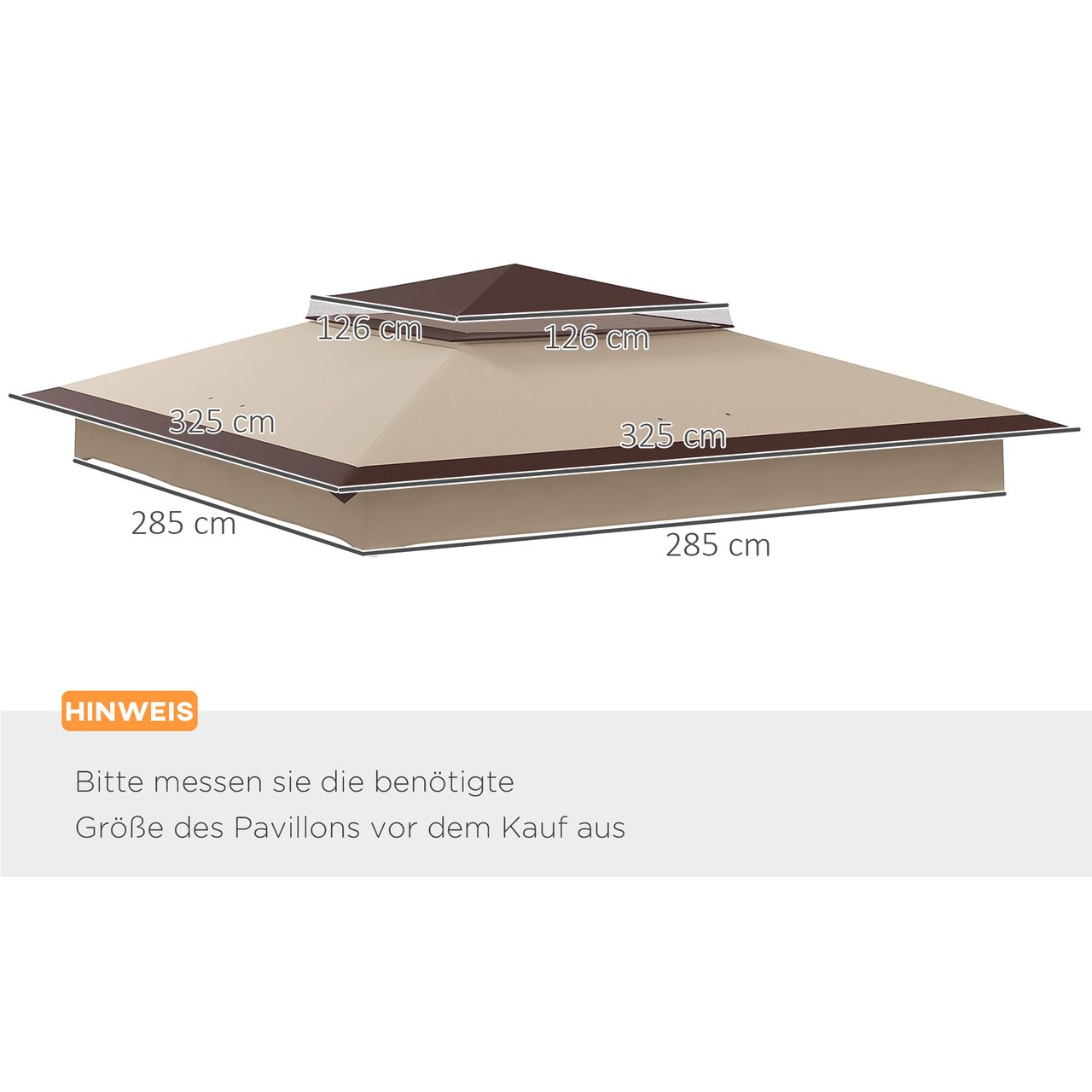 Outsunny 3.25mx3.25m 2-Tier Gazebo Cover Replacement, 30  UV Protection, Beige