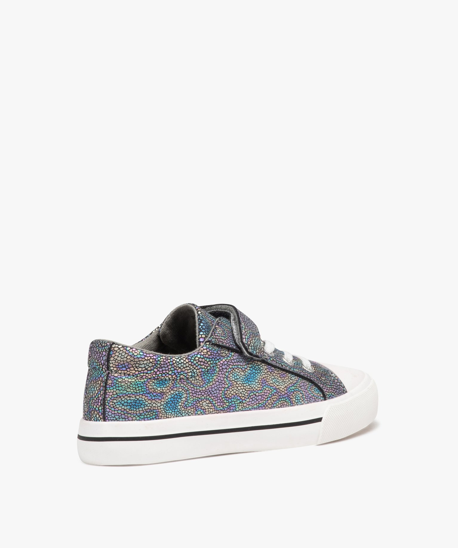 Baskets fille en toile irisée à scratch et à lacets élas... multicolore | GEMO