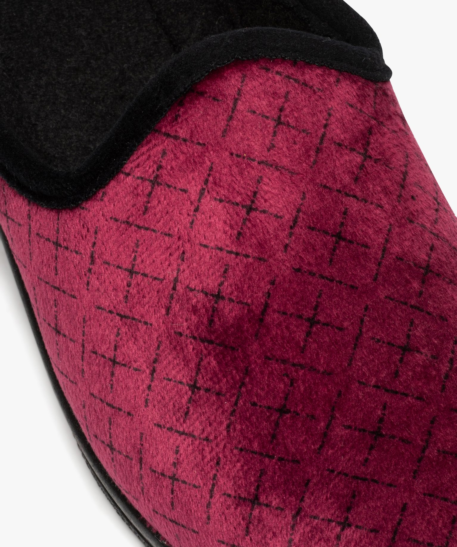 Chaussons mules confort en velours imprimé femme rouge fonce | GEMO