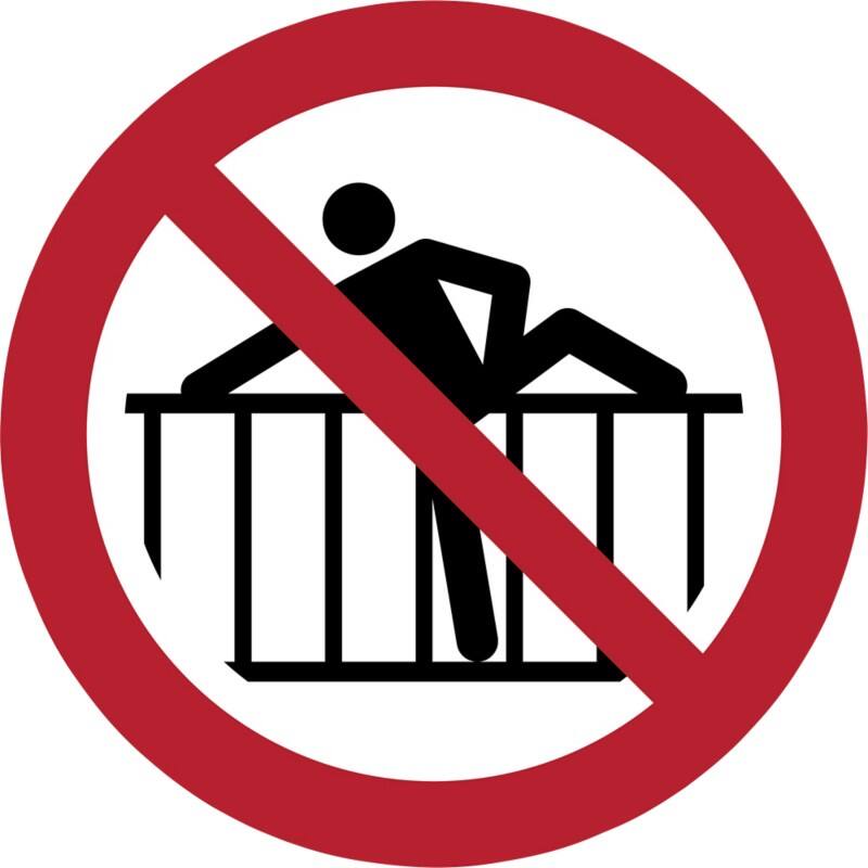Djois Warnschild Nicht über die Absperrung klettern Klebstoff, einschraubbar PP (Polypropylen) 10 (B) x 0,14 (H) cm 3 Stück