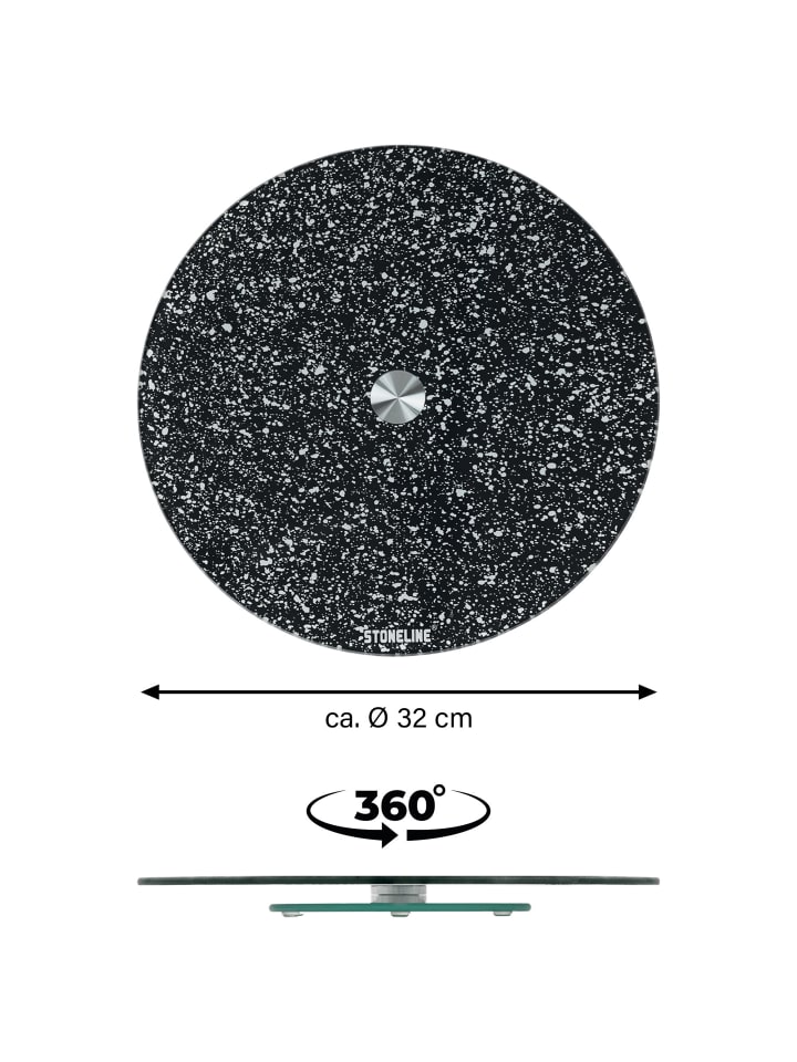 Stoneline Drehbare Glas Servierplatte Tortenplatte 32 cm in Schwarz günstig kaufen onesize