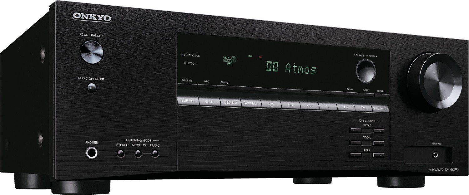 Onkyo TX-SR393-B 5.2 AV-Receiver (5.2 Channel, 4k/60p, HDR, Dolby Atmos®, DTS:X®, Bluetooth)