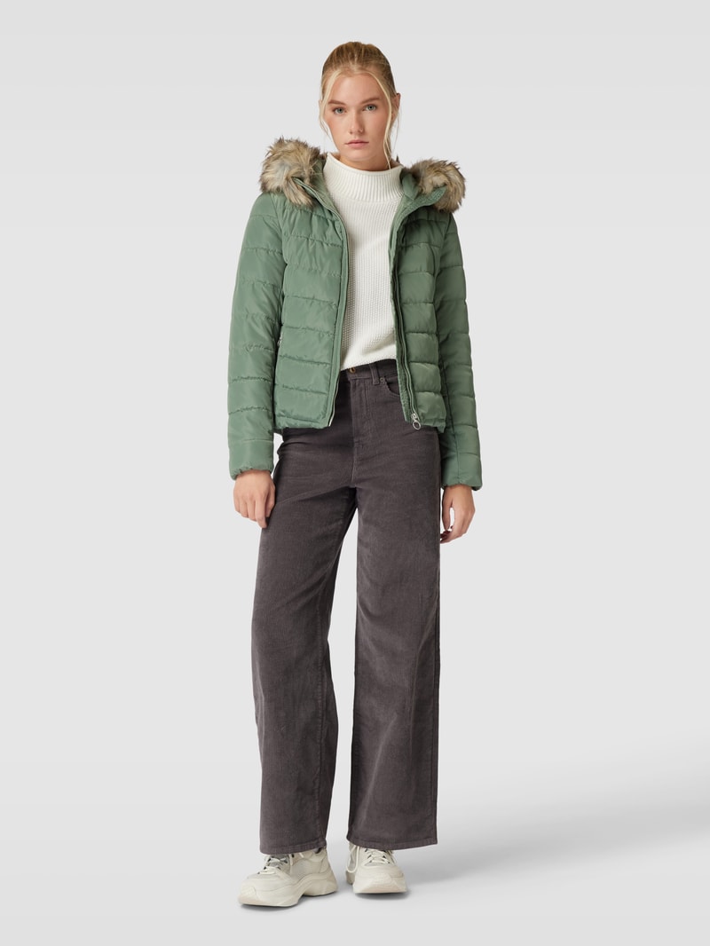 Steppjacke mit Kunstfellbesatz Modell 'ELLAN' in schilf