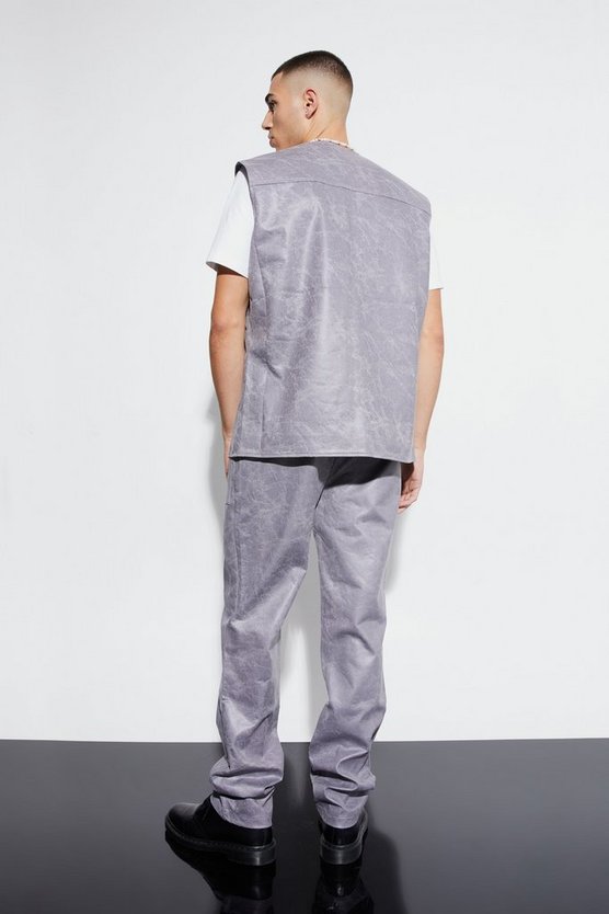 Oversize Vintage PU-Weste