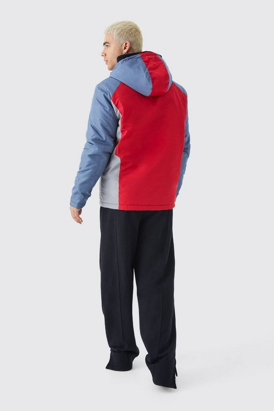 Lockere gepolsterte Ripstop Colorblock Jacke