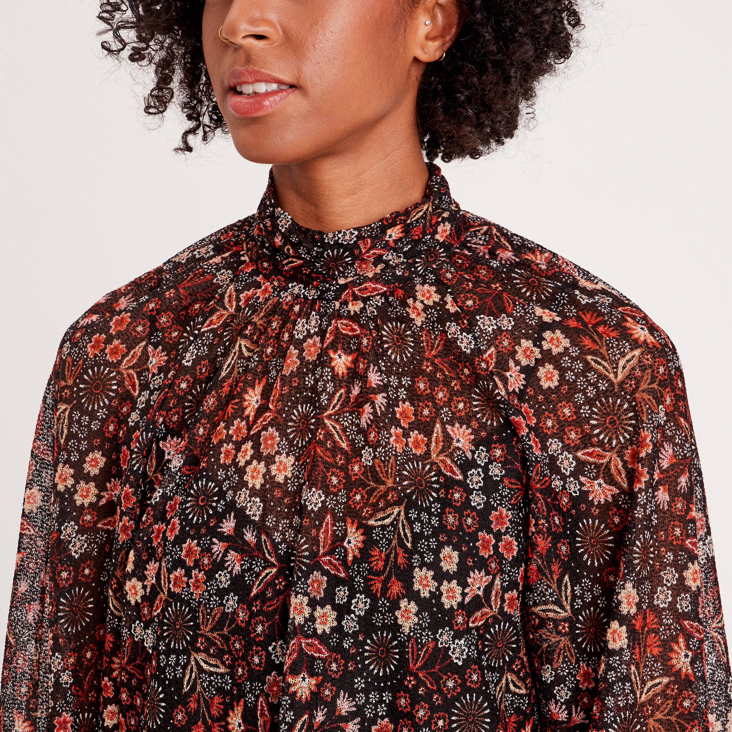 Blouse col montant noir femme | Cache Cache