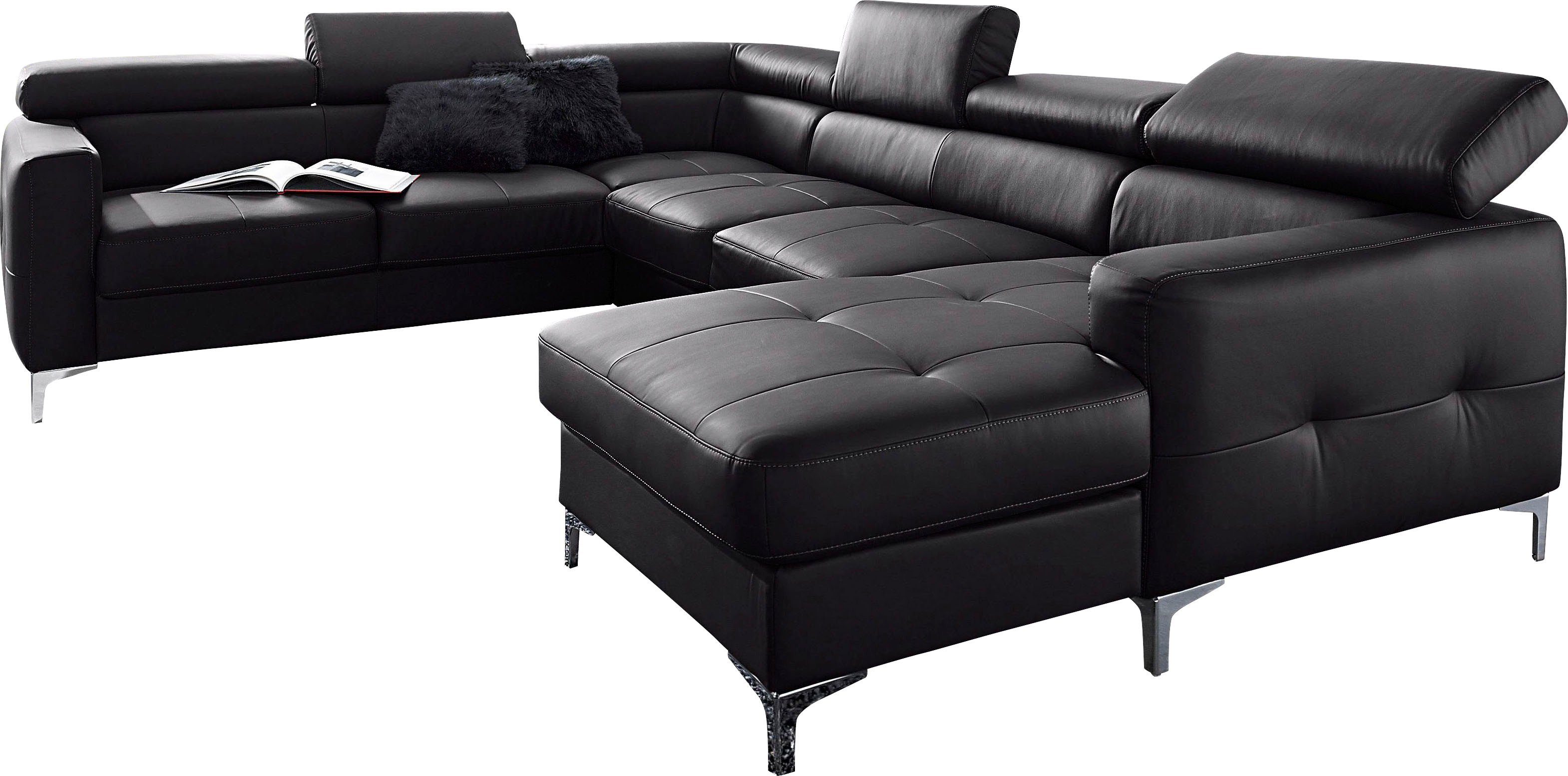 COTTA Polstergarnitur Sammy, (Set, Tiefe der Recamiere 169 cm), Set: bestehend aus Wohnlandschaft und Hocker, wahlweise Bettfunktion