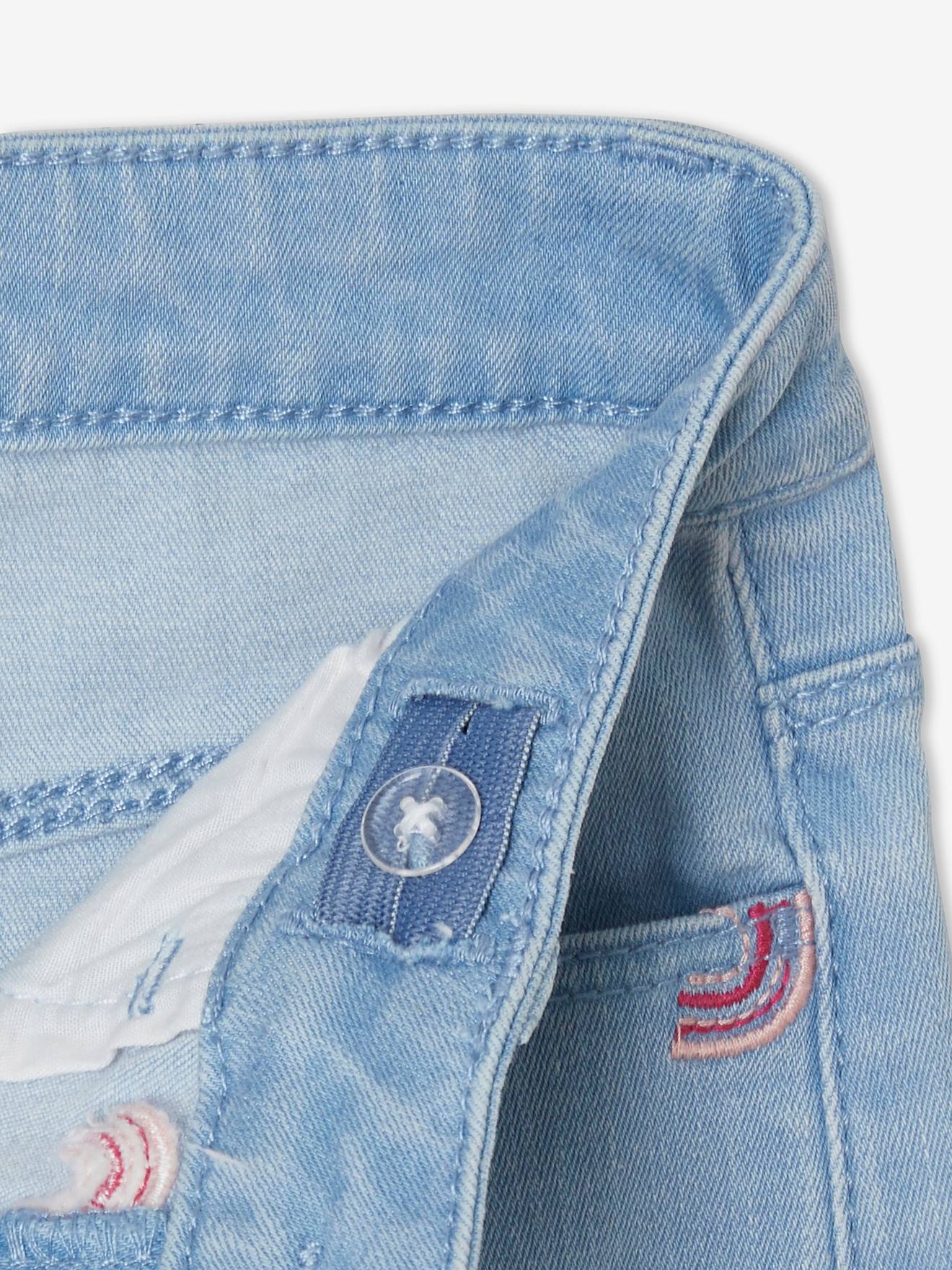 Short en jean brodé fille denim bleached
