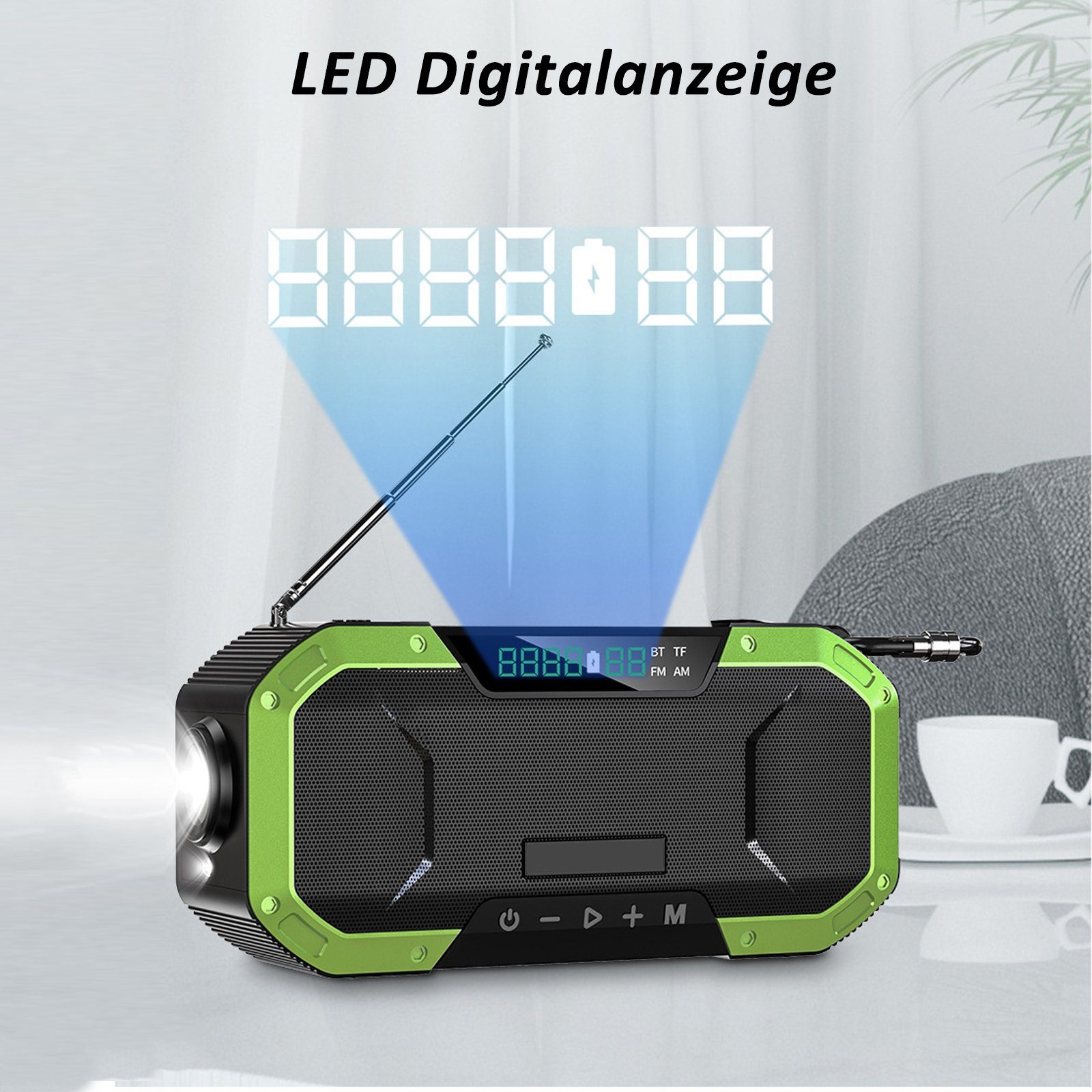 CALIYO Digitalradios, Radios,Solarradio, Kurbelradio mit Handyladefunktion Digitalradio (DAB) (Nostalgie Radio, Kurbelradio mit Handyladefunktion Radio (5000 mAh Powerbank mit USB-Ausgang Powerbank, FM/AM, IPX5)