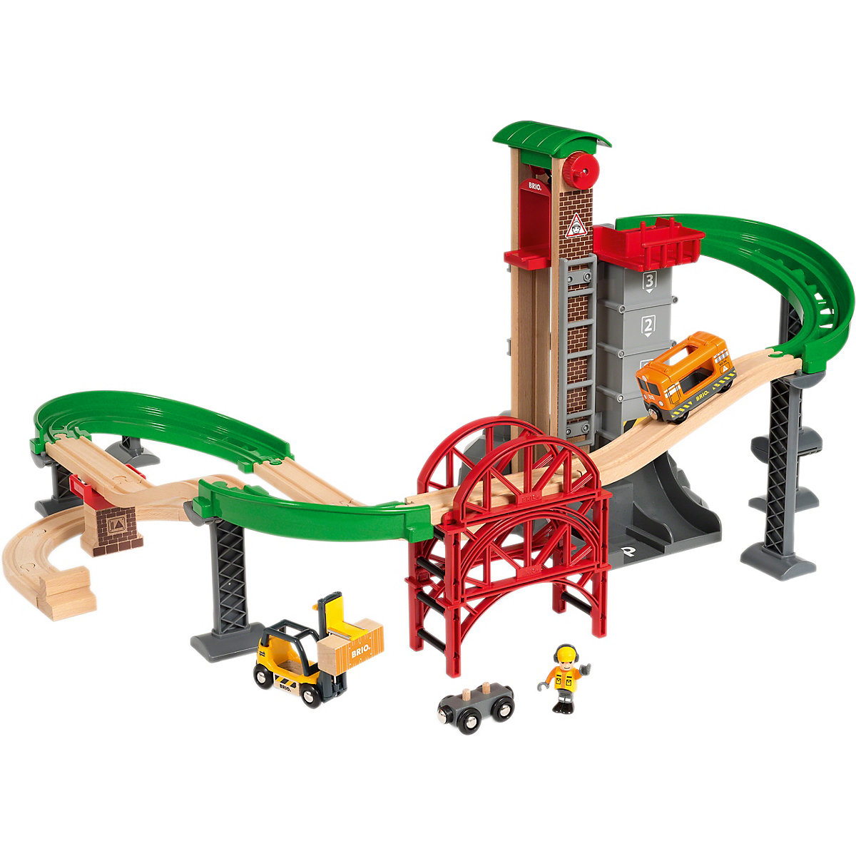 Großes Lagerhaus-Set mit Aufzug