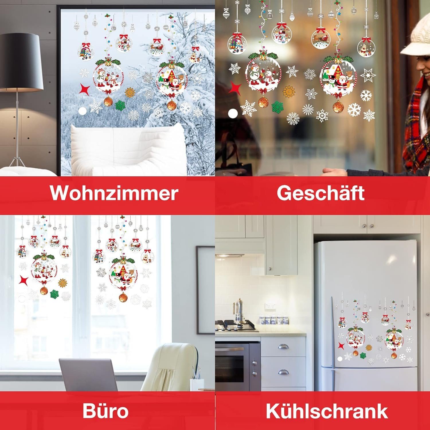 Fenstersticker Selbstklebende Weihnachts-Fensterbilder, Fensterdeko, Fenstersticker, aikidio