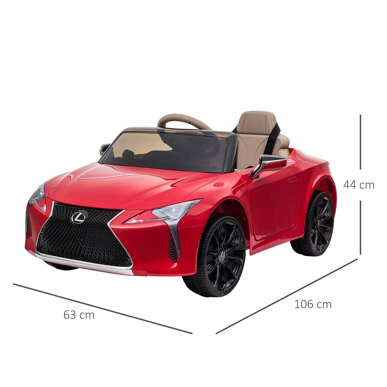 HOMCOM Kinderauto von Lexus Kinderfahrzeug Elektroauto mit MP3 Musik Rot