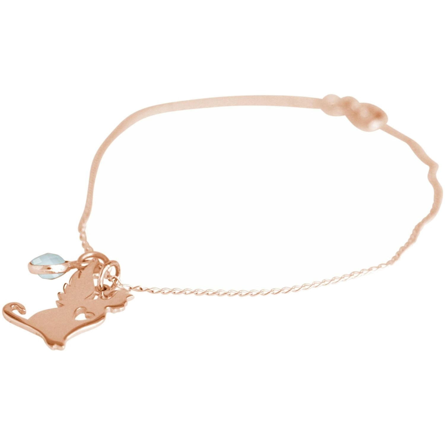 Armband 'Katze Flügel Chalcedon - Treuer Schutzengel'