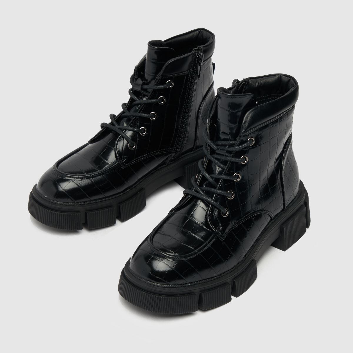 Schuh črni škornji za otroke s krokodiljo obliko