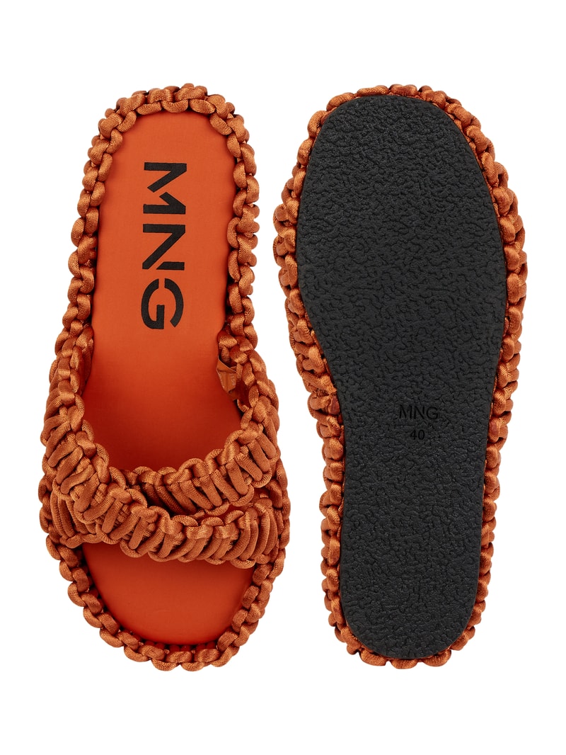Pantolette in Flecht-Optik Modell 'Crochet' in orange
