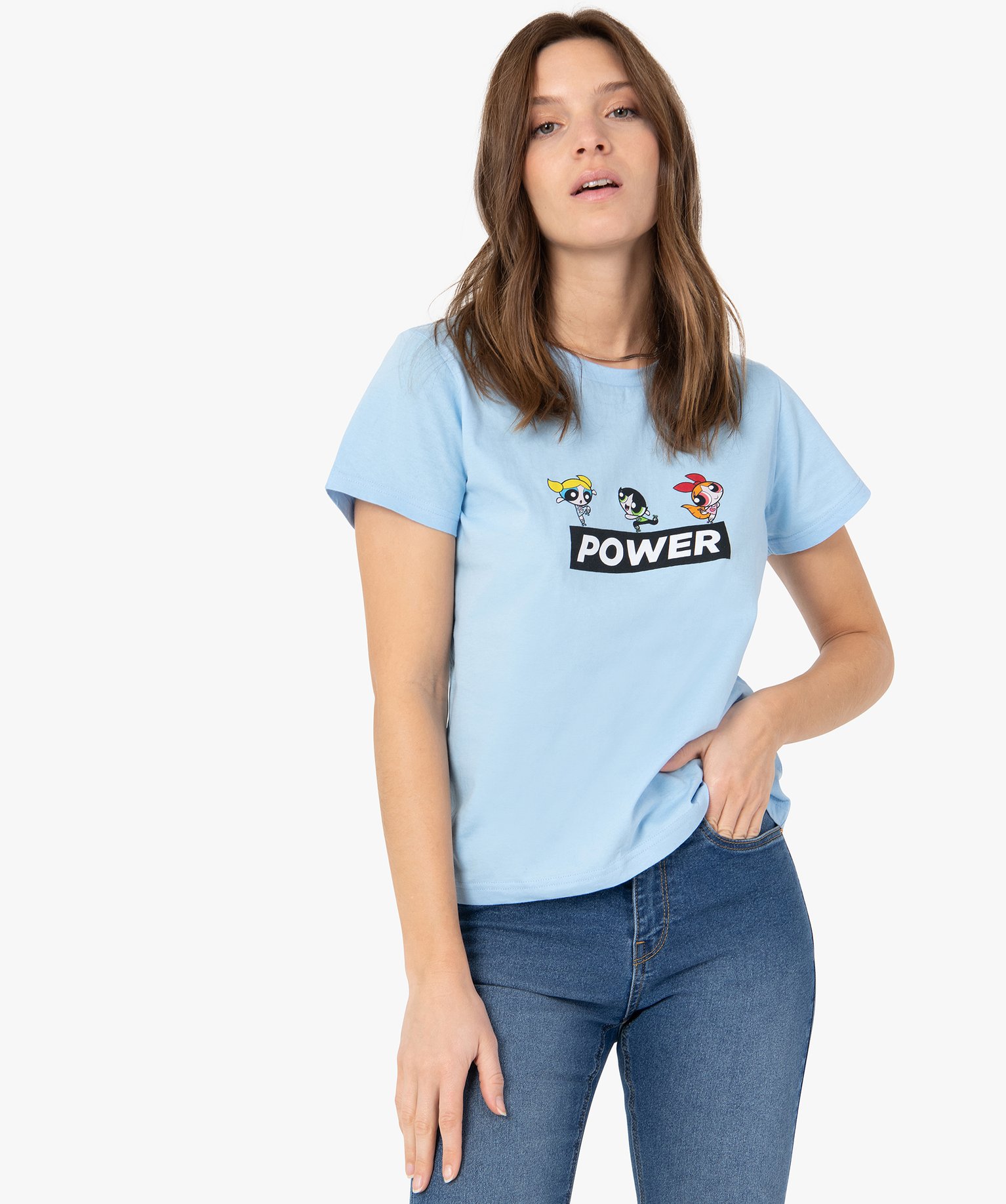 Tee-shirt femme avec motif – Powerpuff Girls bleu | GEMO
