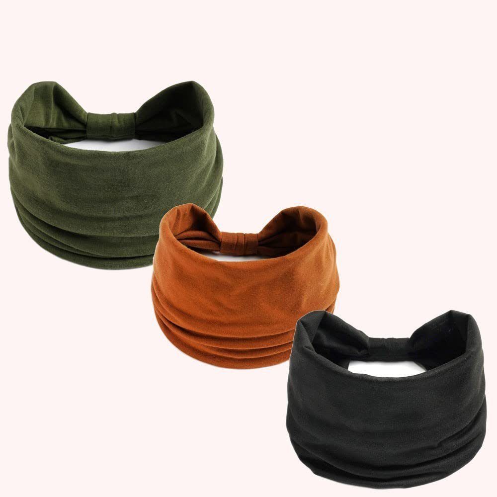 YYV Haarband Stirnbänder Damen Frauen Breites Haarband,3 Stück Einfarbig Sport Yoga, 3-tlg., Kopfwickel Haarbänder Elastische Haarbänder für Frauen