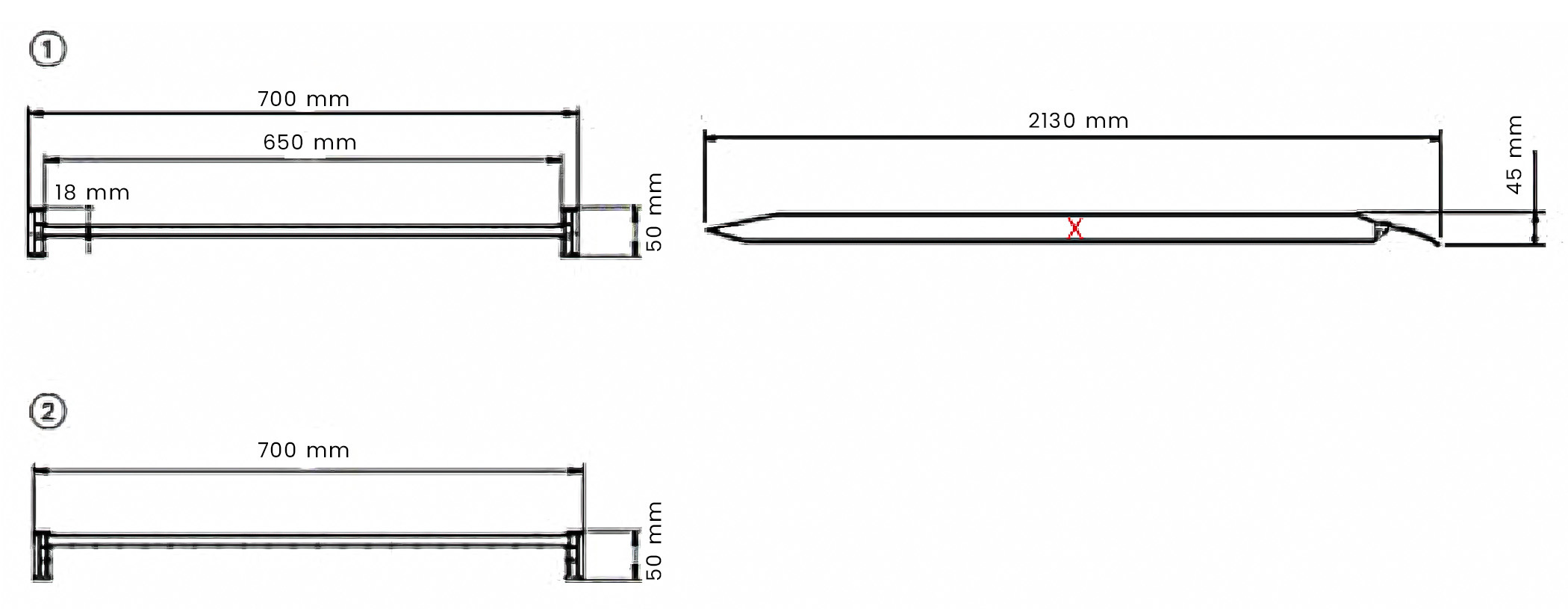 Metallverk 754751827 AOP2003 Lasterampe i aluminium 400 kg 2130 x 700 mm sammenleggbar brukbar bredde 650 mm