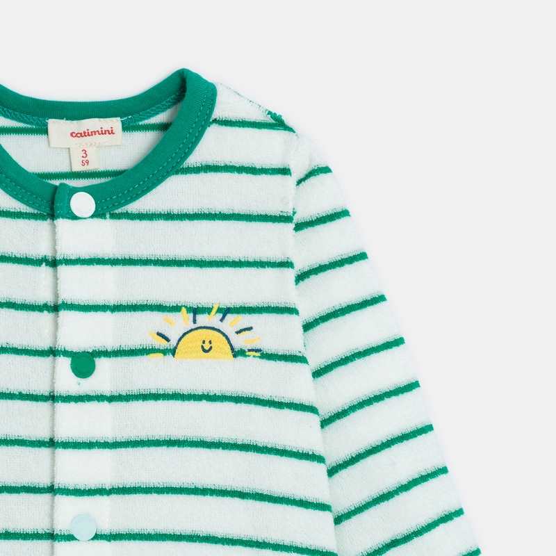 Pyjama bébé écru à rayures vertes Catimini