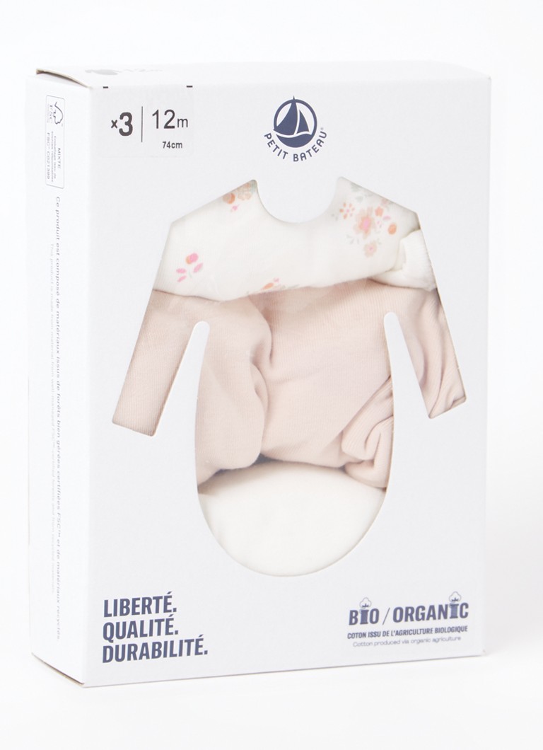 Petit Bateau set de 3 salopete din bumbac organic