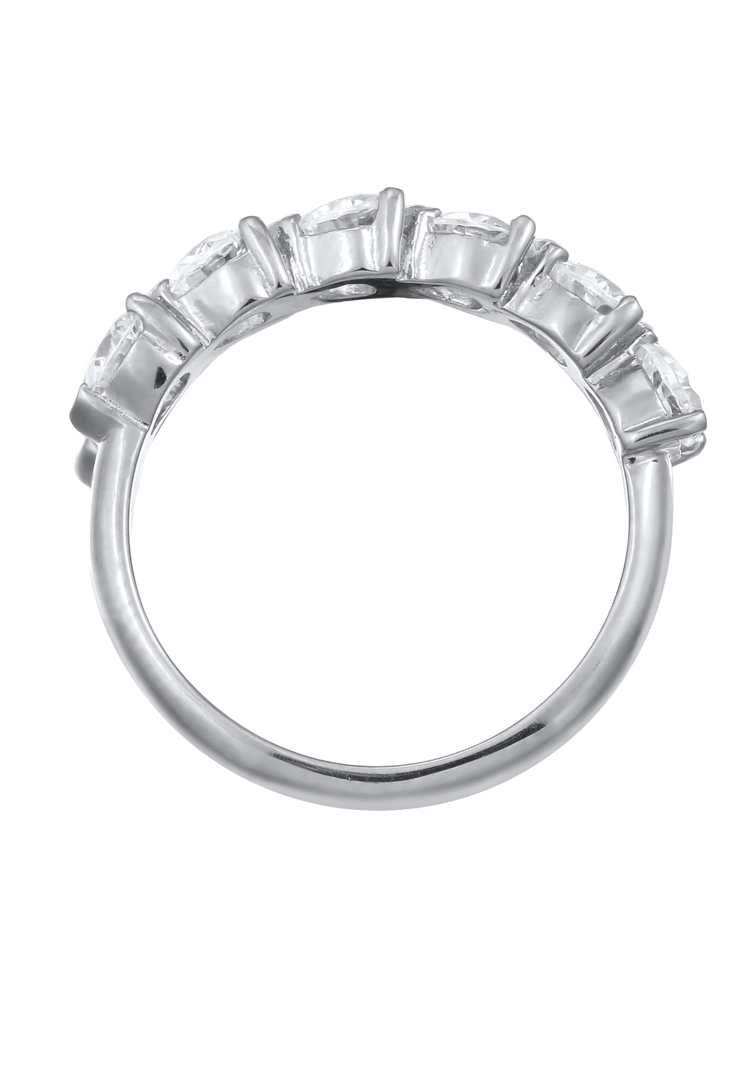 Anello Elli con pietre a forma di cuore, zirconi bianchi da donna, argento sterling 925, San Valentino