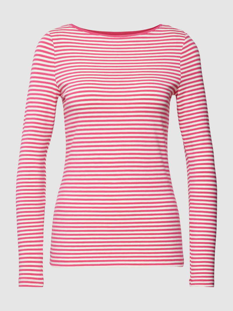 Longsleeve mit Streifenmuster und U-Boot-Ausschnitt in fuchsia