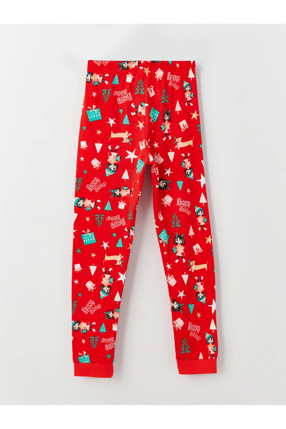 LC Waikiki  Langarm-Pyjama-Set für Mädchen mit Rundhalsausschnitt und Neujahrsmotiv