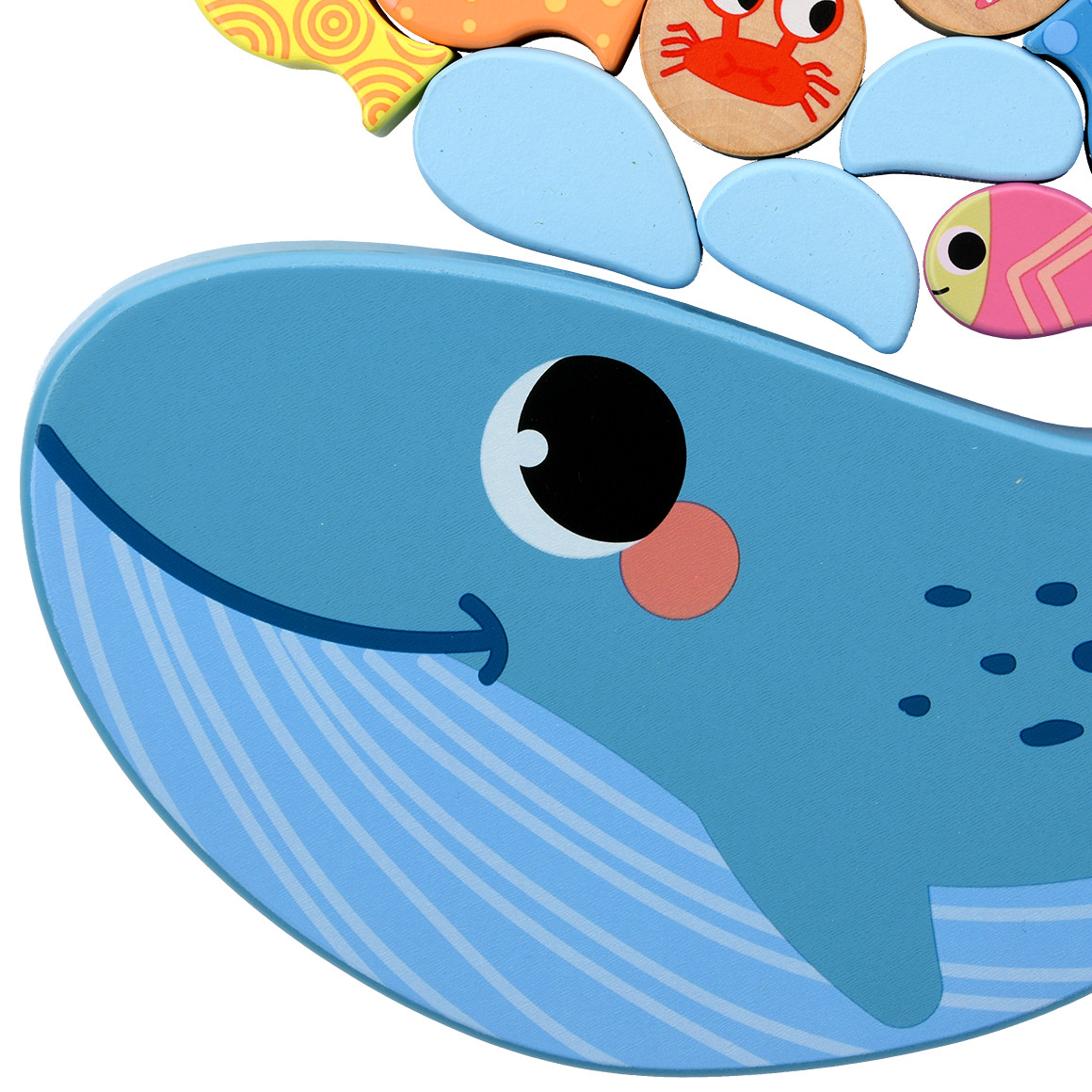 Balance-Spiel mit Wal und bunten Fischen