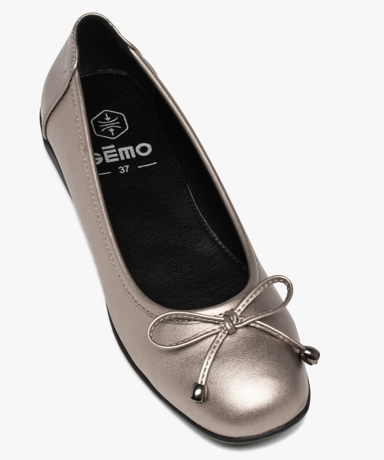 Ballerines femme métallisées à n?ud décoratif gris | GEMO