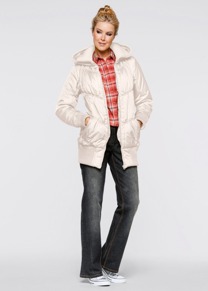 Steppjacke mit breitem Komfortbund und Kapuze