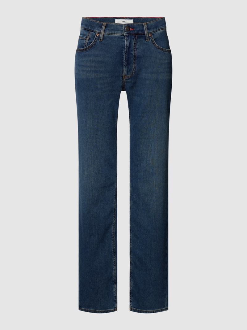 Straight Fit Jeans mit Knopf- und Reißverschluss Modell 'Chuck' in dunkelblau