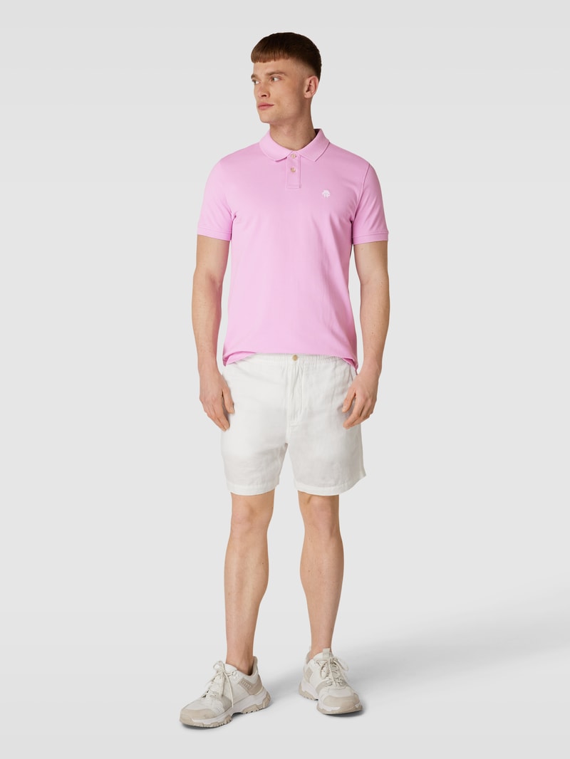 Poloshirt mit Logo-Stitching in rosa