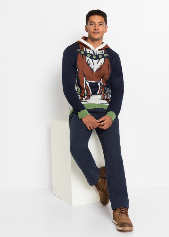 Kapuzen-Pullover mit Weihnachtsmotiv aus recyceltem Polyester