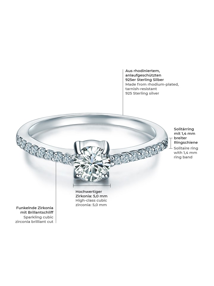 Trilani Ring Sterling Silber Zirkonia weiß in silber günstig kaufen