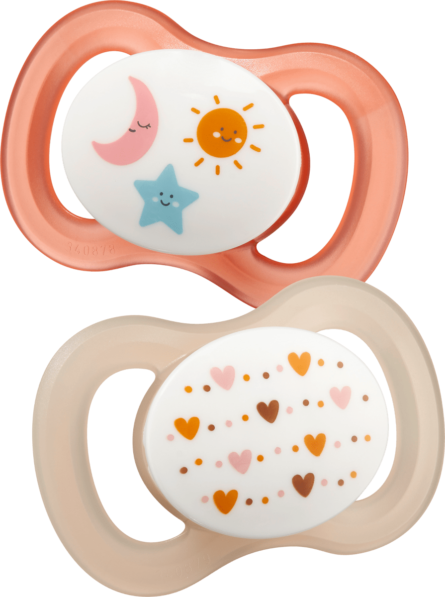 Schnuller für Neugeborene symmetrisch, Silikon, peach/creme, 0-2 Monate, 2 St