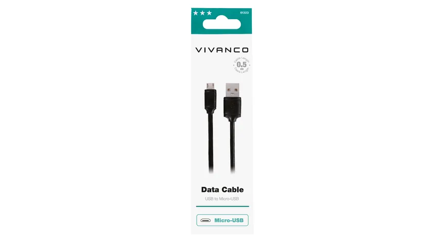 Vivanco Charging Cable, Micro-USB Daten- u. Ladekabel, 0,5m