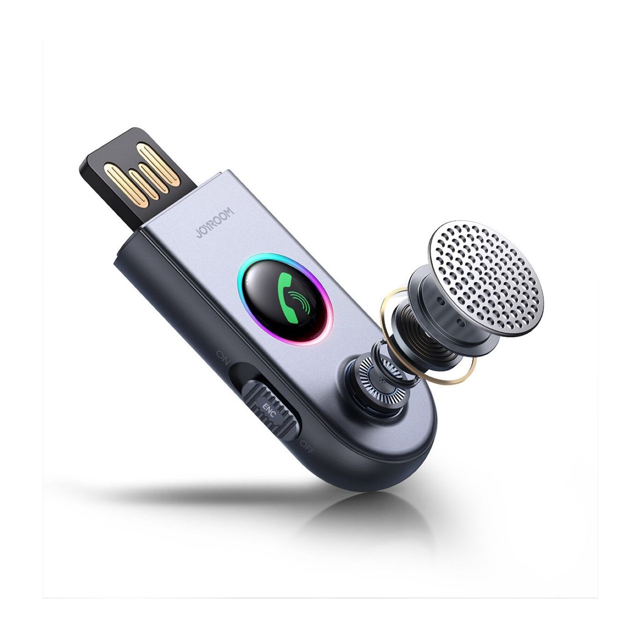 Joyroom JR-CB6 kabelloser Autoempfänger Bluetooth Technologie – Grau 100 cm mit LED
