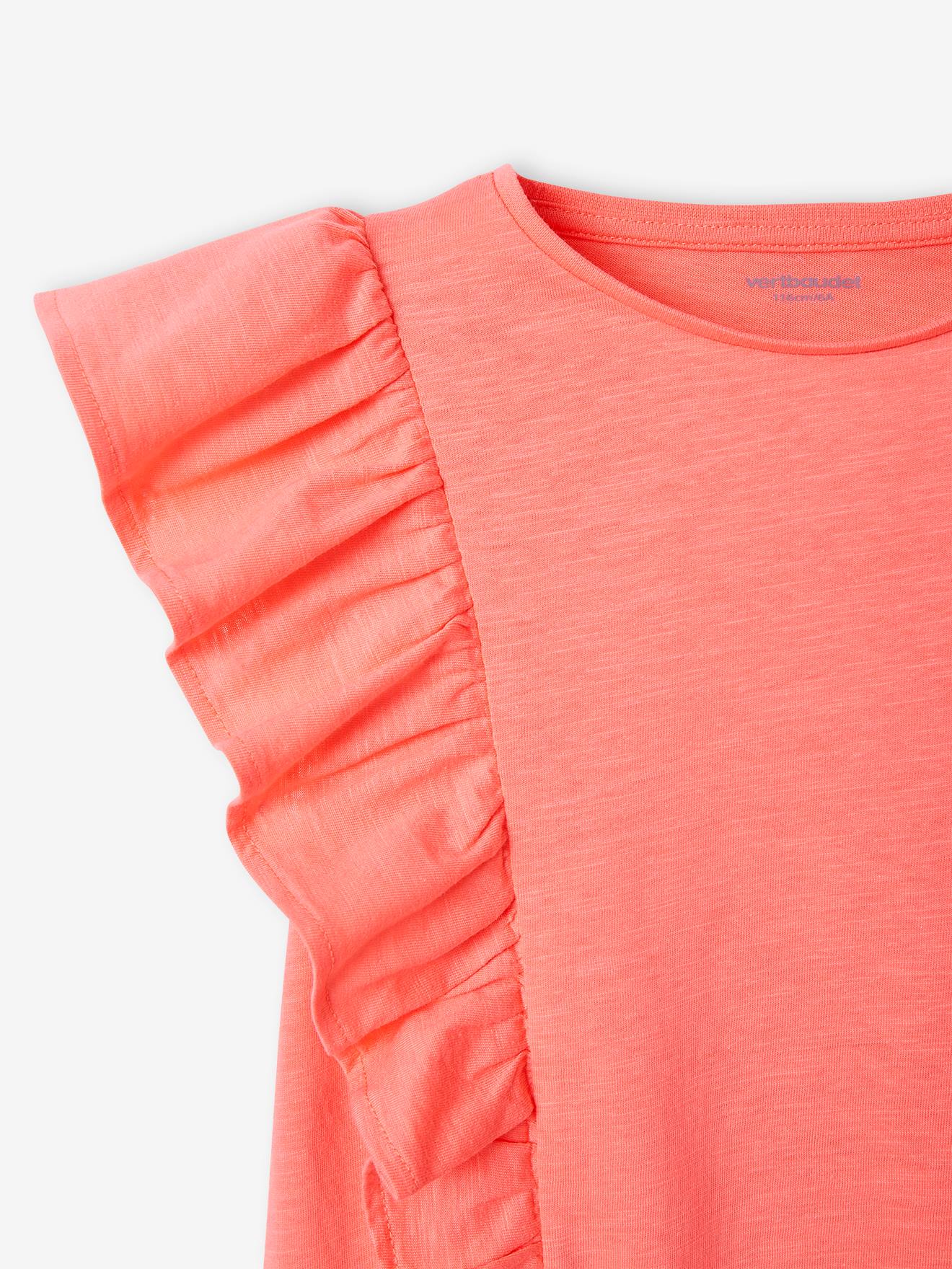 T-shirt à volants fille pêche