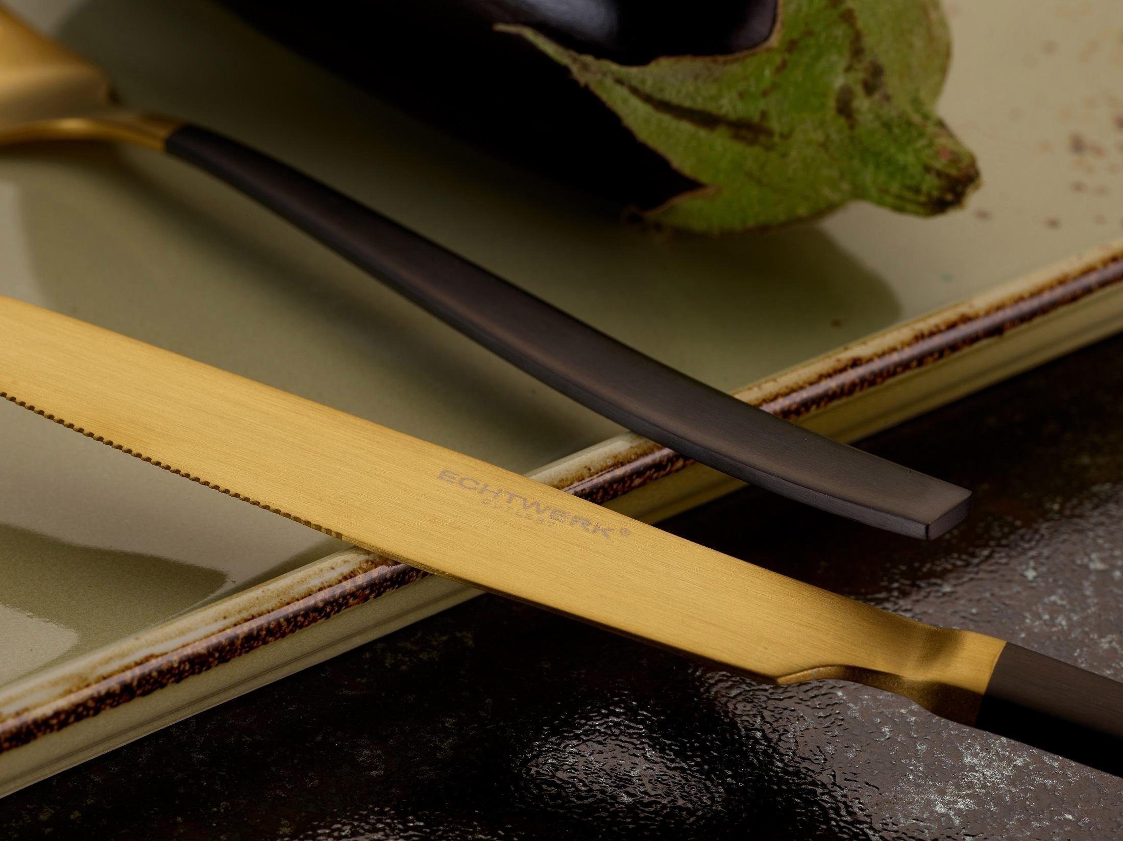 ECHTWERK Besteck-Set Positano Due, Edelstahl 18/10, zweifarbig, (PVD-beschichtet), Kopf gold mattiert