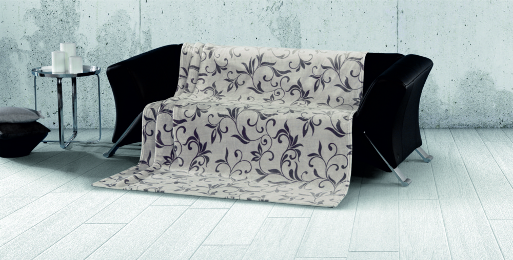 Dreamtex Kaschmirtouch-Decke, ca. 150 x 200 cm - Ornament Allover Anthrazit