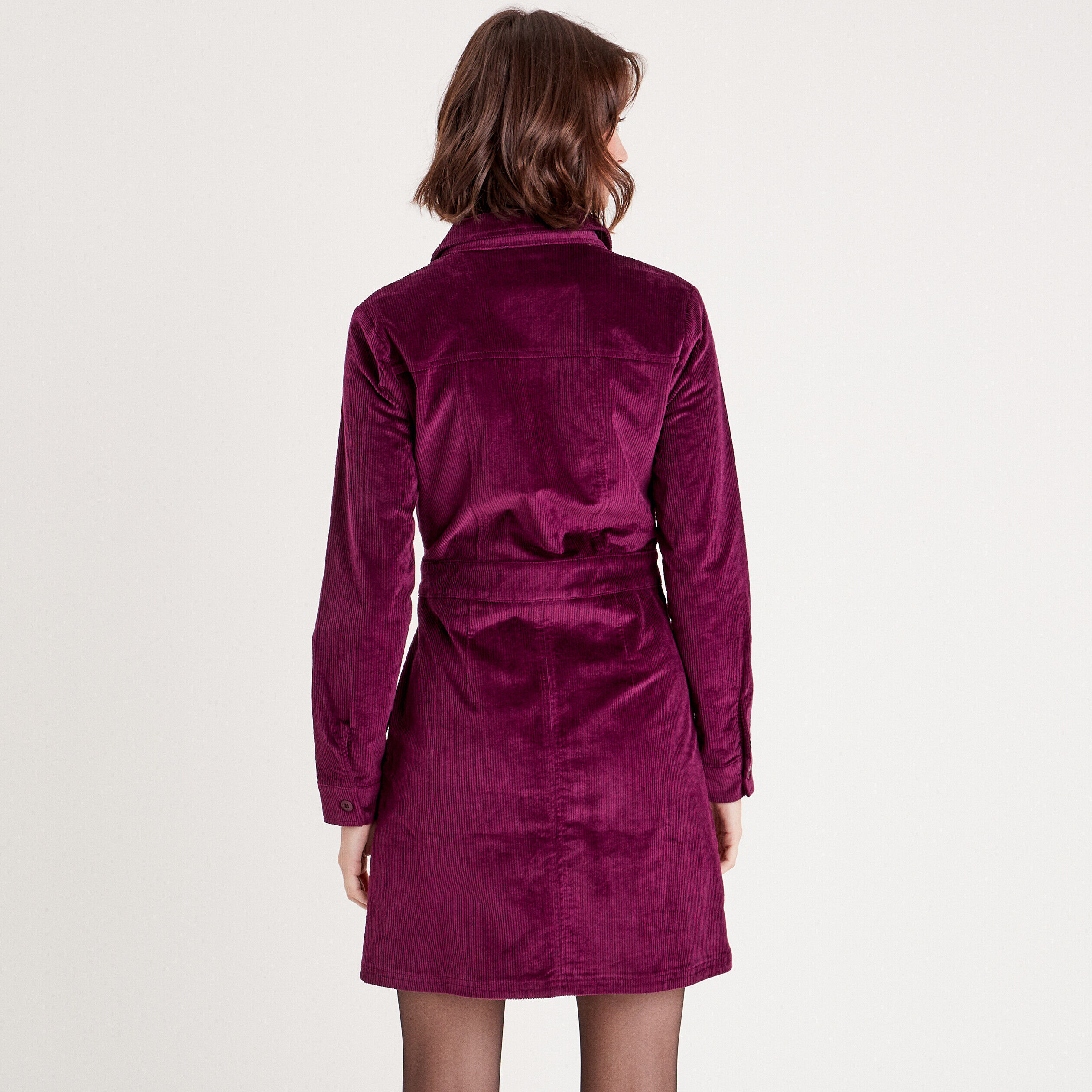Robe trapèze velours zippée prune femme | Cache Cache