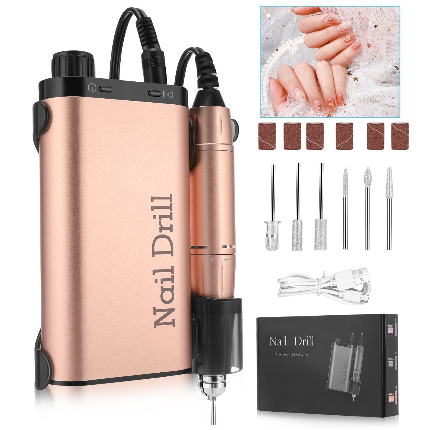 LETGOSPT Maniküre-Pediküre-Set Elektrischer Nagelfräser, 35000 U/Min Profi Nagelfeile, für Gelnägel, Pediküre Set Fußpflege für Gelnägel, Nagellack