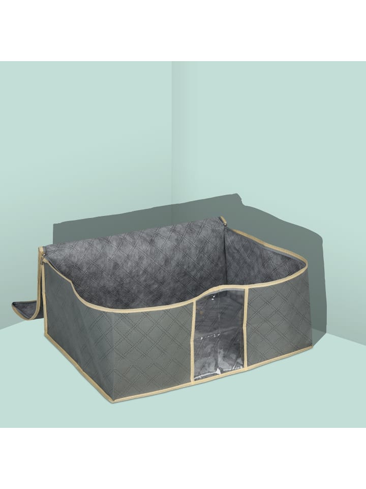 relaxdays 2 x Aufbewahrungstasche für Bettdecken in Grau - (B)60 x (H)25 x (T)44 cm günstig kaufen onesize