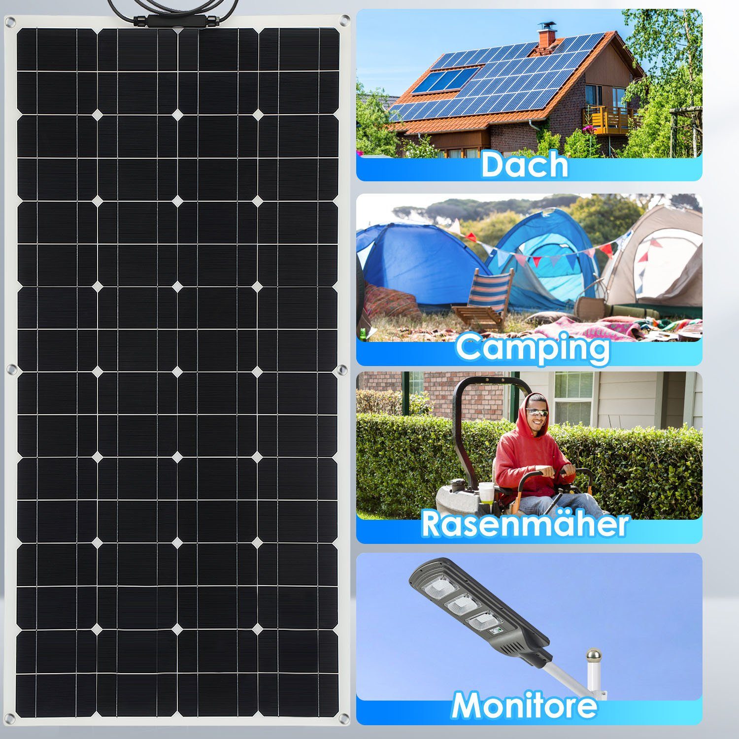 oyajia Solarmodul Profi Biegbar 100W 18V Monokristallin Solarpanel, Mono-Schindelzellen, Solar Ladegerät Solaranlage für 12V Akku Wohnmobil Auto Boot