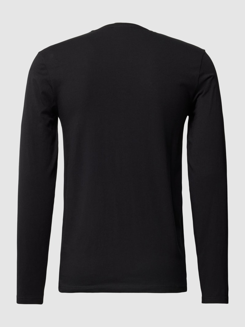 Longsleeve mit geripptem Rundhalsausschnitt in schwarz
