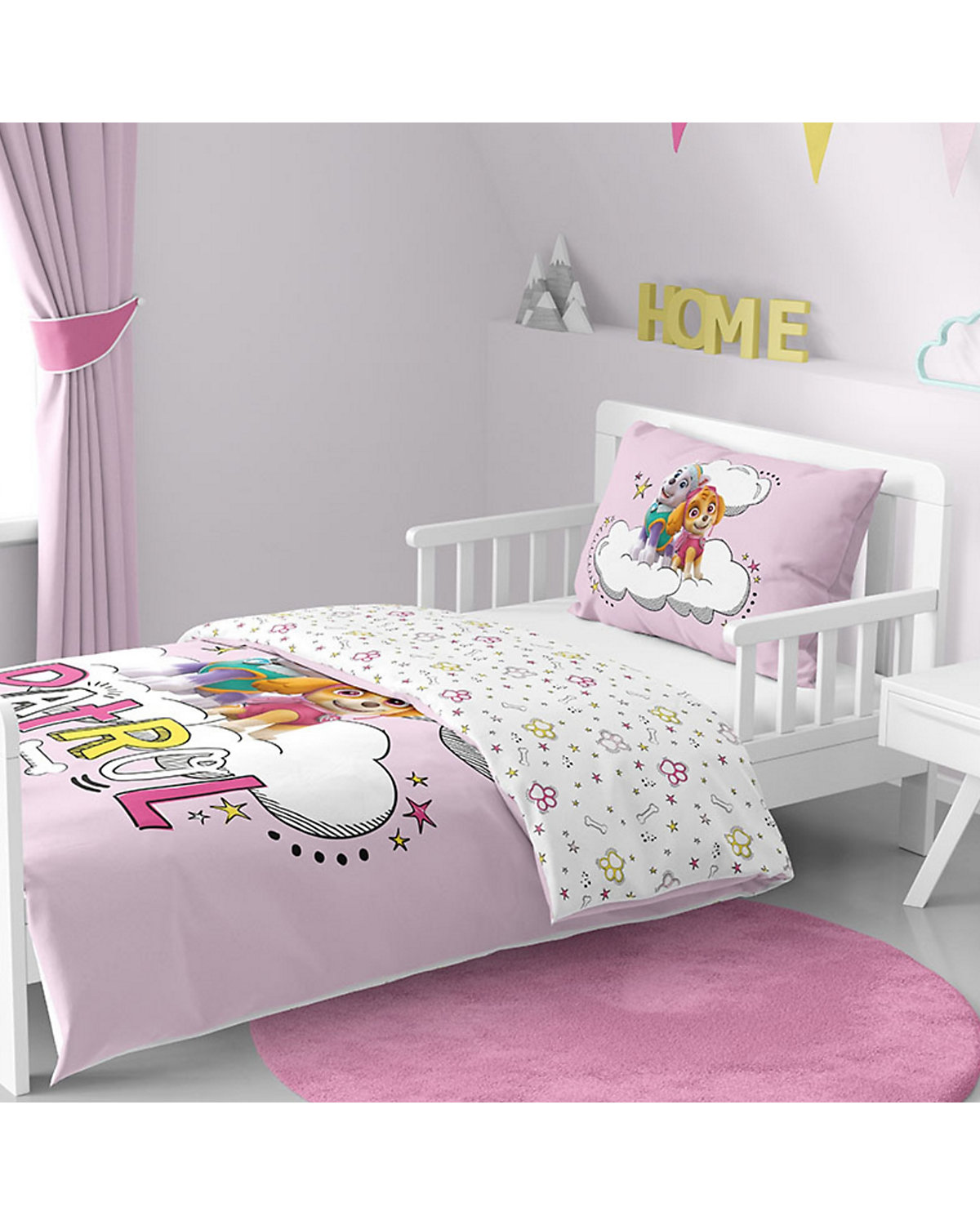 Kinder-Bettwäsche Mädchen Paw Patrol, Renforcé, 100 x 135 cm + 40 x 60 cm