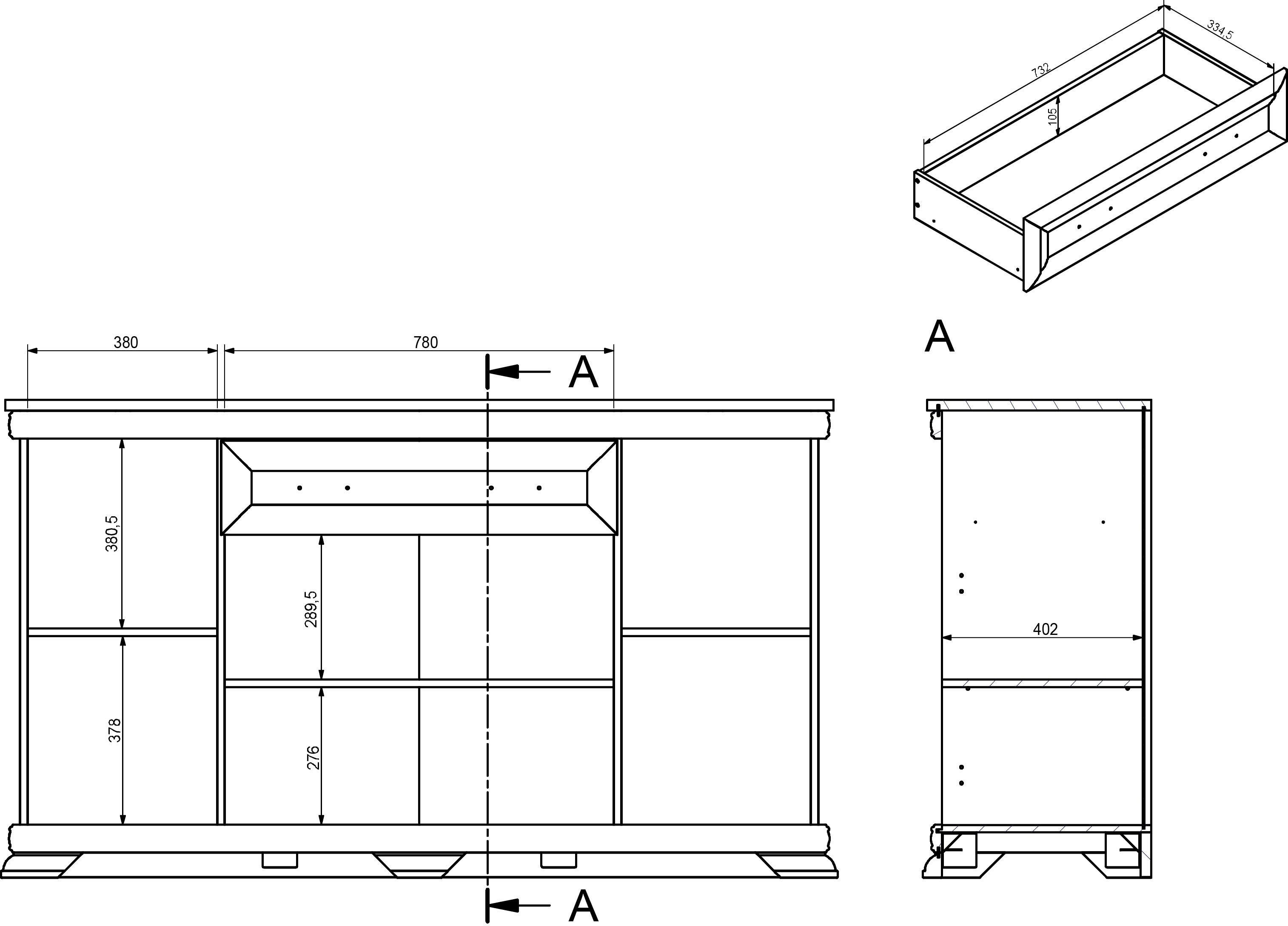 Home affaire Buffet Royal Breite ca. 168 cm
