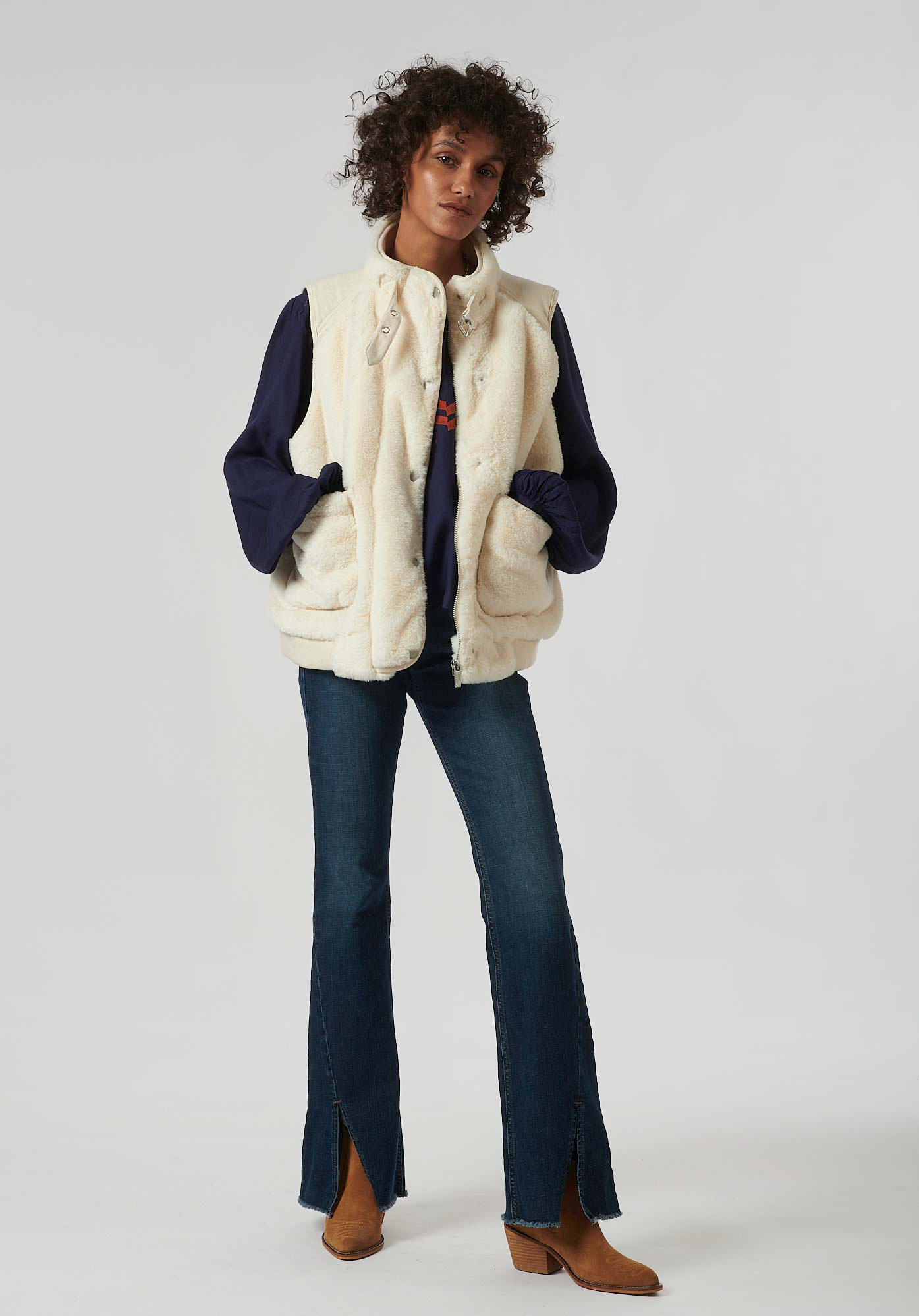 PECHE  Veste sans manches écru femme