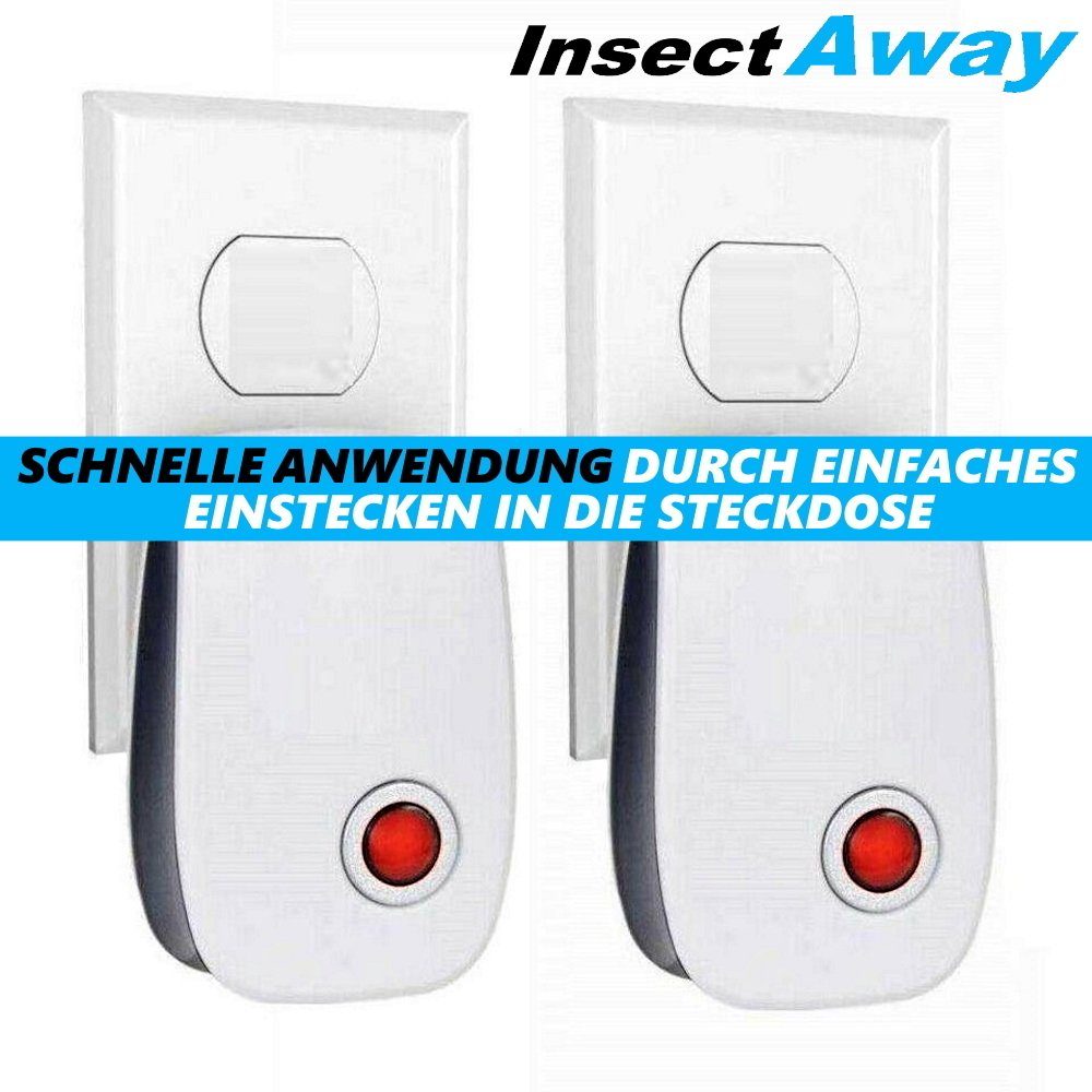 MAVURA Ultraschall-Tierabwehr InsectAway Ultraschall Insektenvertreiber Insektenstecker, Mückenstecker Insektenschutz Insekten Vertreiber Anti Mäuse, Mäuseabwehr Spinnen Mücken Fliegen Ratten Kakerlaken Schutz [2er]